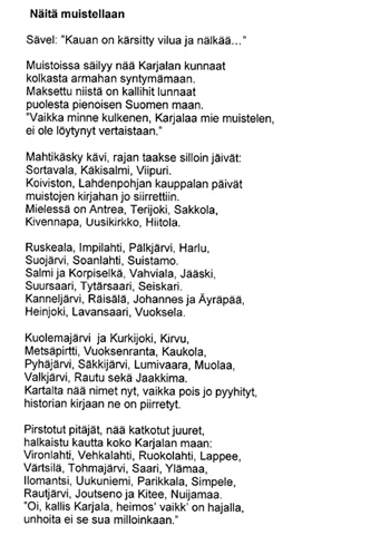 Sävelellä: "Kauan on kärsitty vilua ja nälkää"